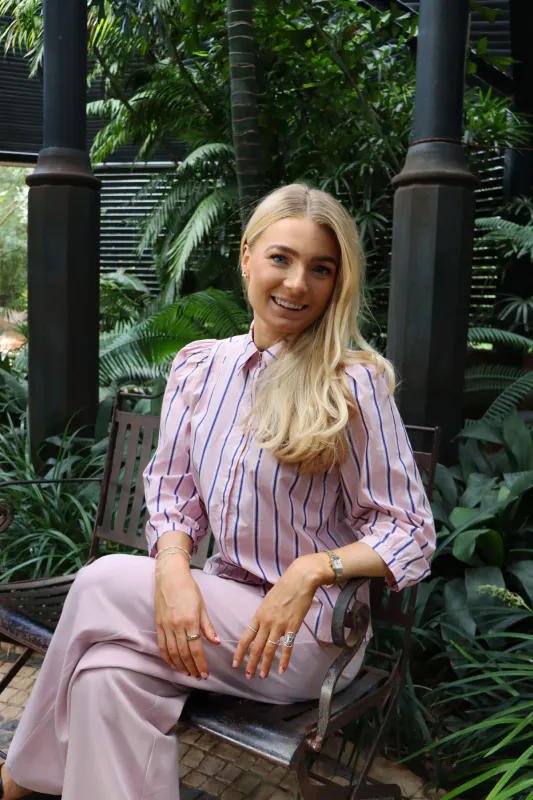 Flora blouse rose blue strip