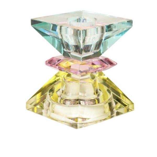 Hovedbilde Krystall lysestake light yellow/pink/light mint