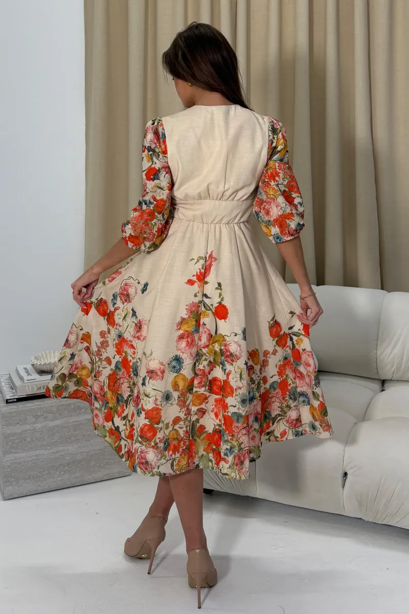 Beige flower dress