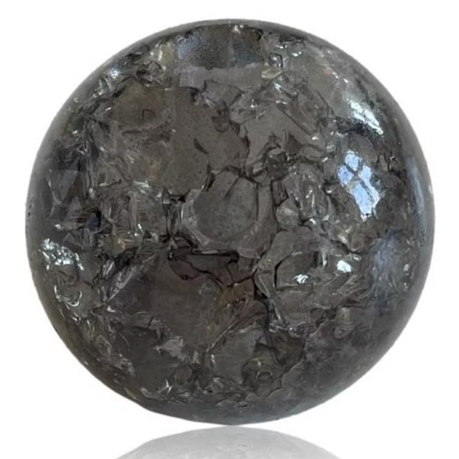 Hovedbilde stor kule broken black glass 6 cm