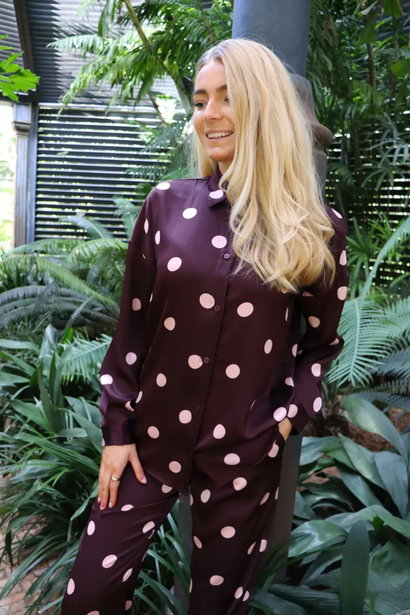 DOTTI PANTS - PLUM ROSE BIG DOT