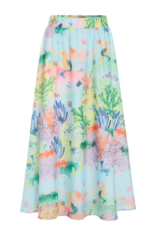 Marina Long Skirt - Ocean Life Art Print